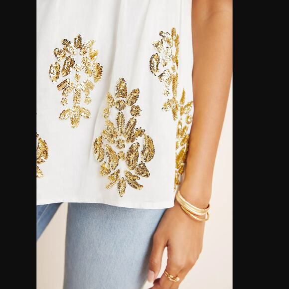 NWT Maeve Simona Sequined Babydoll Blouse - Small - Picture 4 of 5